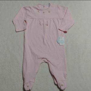 NEW! Rose footed onesie long sleeve 6M bow snaps